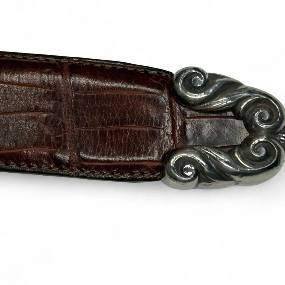 Vintage Brighton 1995 brown crocodile-embossed leather belt‎ Cherub angel - Picture 4 of 8